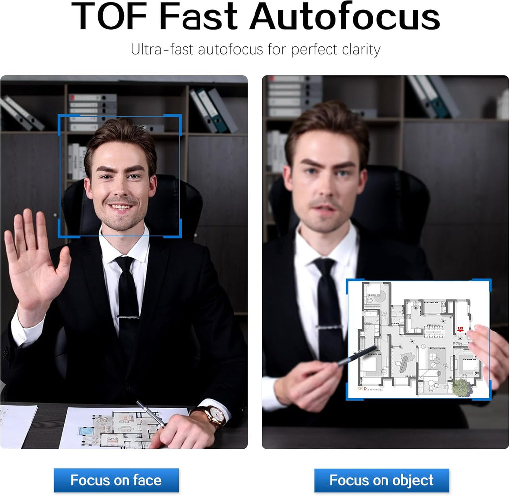 Angetube AI Webcam for PC - 1080p/2K@60FPS HD Web Camera with Remote Control, 8X Digital Zoom Webcam, Privacy Cover, TOF Auto Focus, HDR, USB 3.0 Web Cam Work with Zoom, Skype,Teams, Windows,Mac