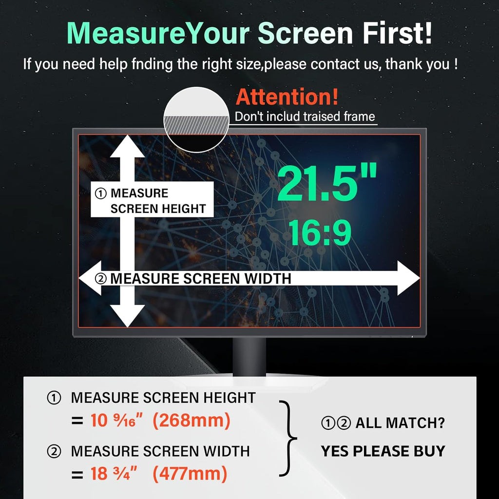 [2 Pack] Magnetic 21.5 Inch Computer Privacy Screen for 16:9 Aspect Ratio Widescreen Monitor, Hanging Eye Protection Anti Glare Blue Light Computer Monitor Privacy Filter, Removable 21.5 in Protector Film