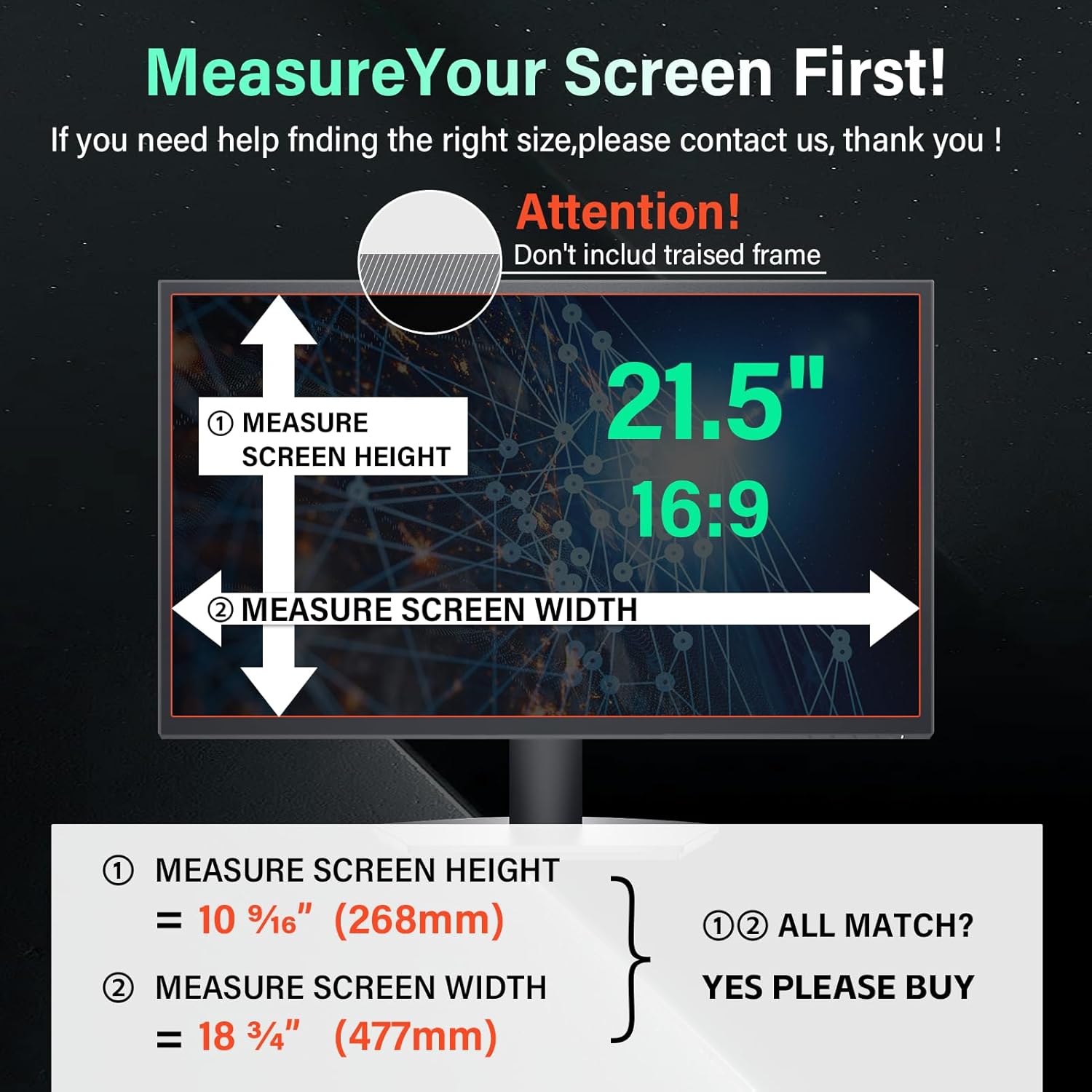 [2 Pack] Magnetic 21.5 Inch Computer Privacy Screen for 16:9 Aspect Ratio Widescreen Monitor, Hanging Eye Protection Anti Glare Blue Light Computer Monitor Privacy Filter, Removable 21.5 in Protector Film