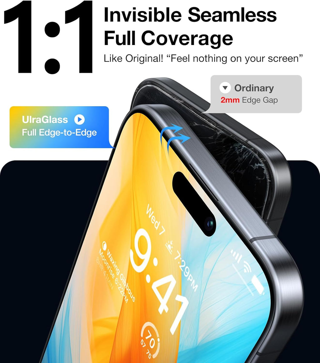 UltraGlass UNBREAK TOP 9H+ Glass for iPhone 16 Pro Max Screen Protector (12FT Military Grade Shatterproof) Screen Protector 16 ProMax Tempered Glass (Longest Durable) Full Edge Coverage, 2 Pack