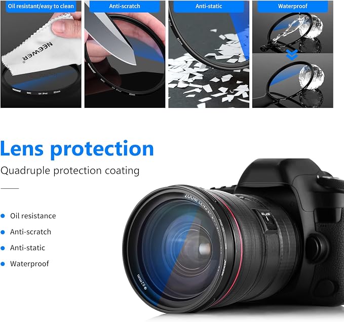 NEEWER 82mm MRC UV Protection Filter 30 Layers Nano Multi-Resistant Coatings/HD - Image 6