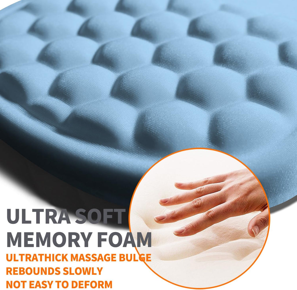 Ergonomic Joint Wrist Support Mouse Pad with Memory Foam Cushion Massage Bump, Carpal Tunnel Pain Relief Mousepad Slope Design for Wrist Rest, 11.8x7.9 in, LightSkyBlue