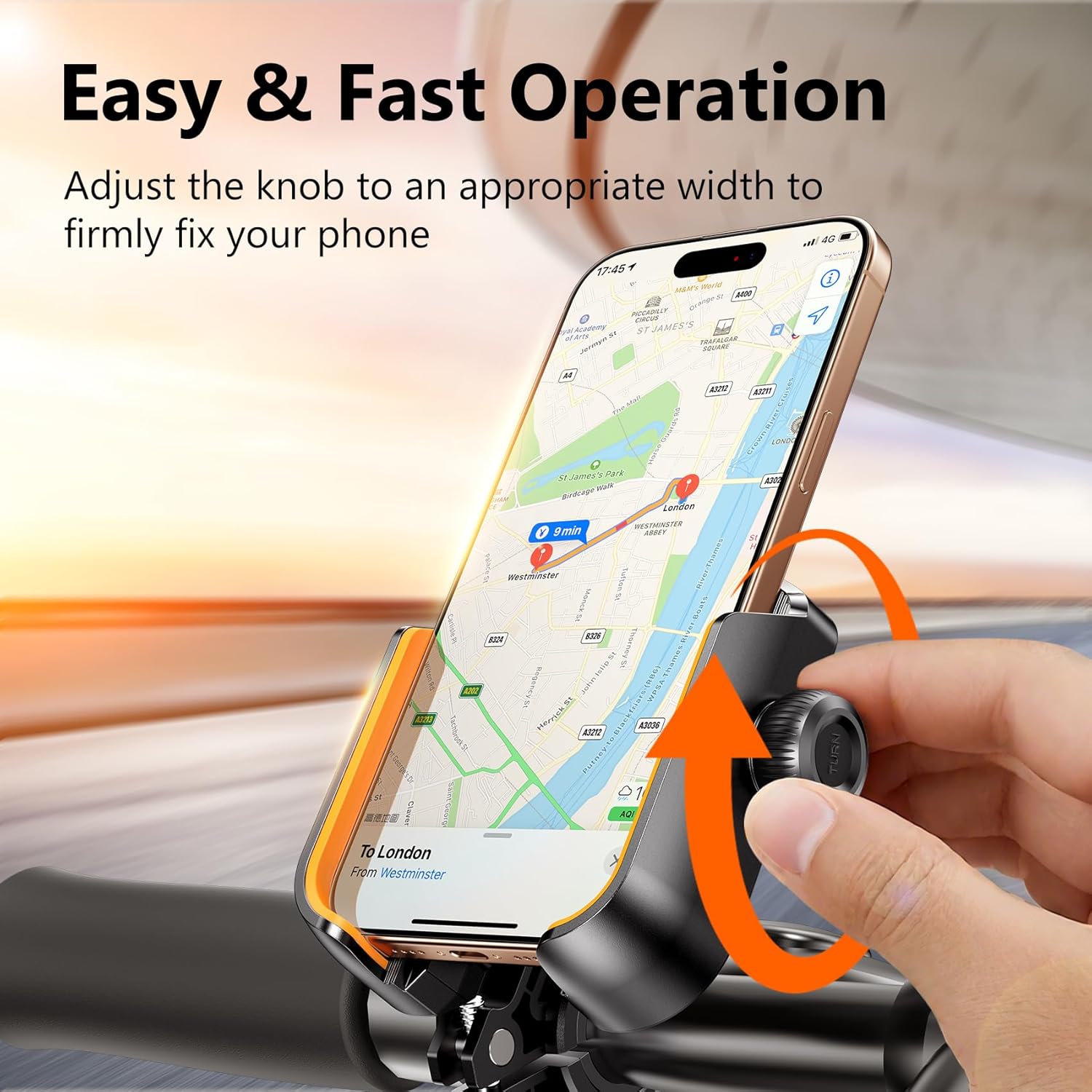 Motorcycle Bike Phone Holder - [Secure Lock & Not Block Camera] Quick Install Handlebar Mount for Bicycle Scooter, Universal Phone Clamp for iPhone 16 15 14 Pro Max, Samsung Galaxy