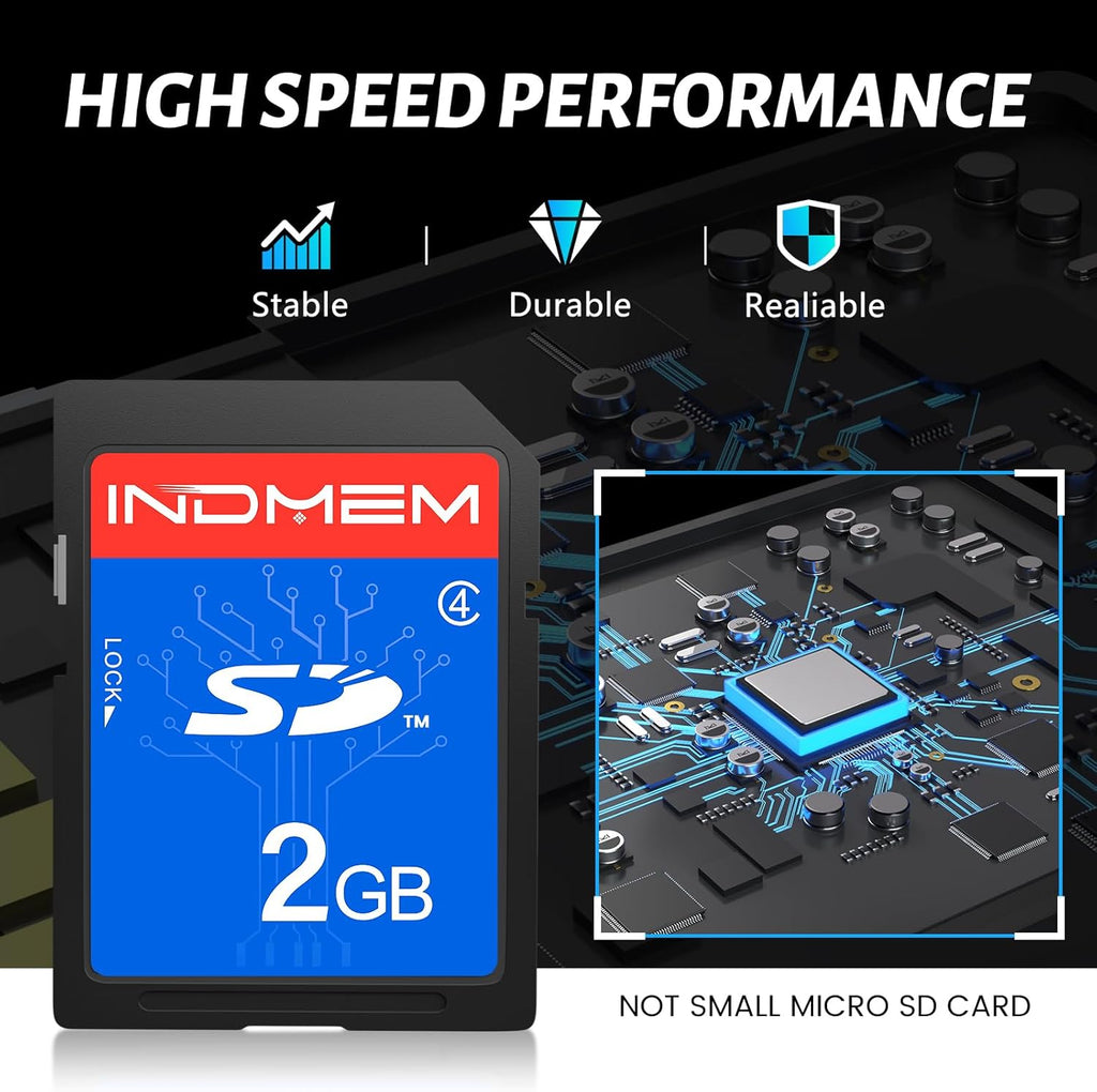 INDMEM 2GB SD Card, 10 Packs Class 4 2GB Flash Memory Card MLC Standard Secure Digital Cards Camera Card