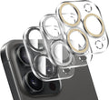 LucBuy 3PCS Sparkling Camera Lens Protector for iPhone 16 Pro/iPhone 16 Pro Max, Full Clear Acrylic Cover with Shiny Colorful Glitter Decoration Back Camera Protector