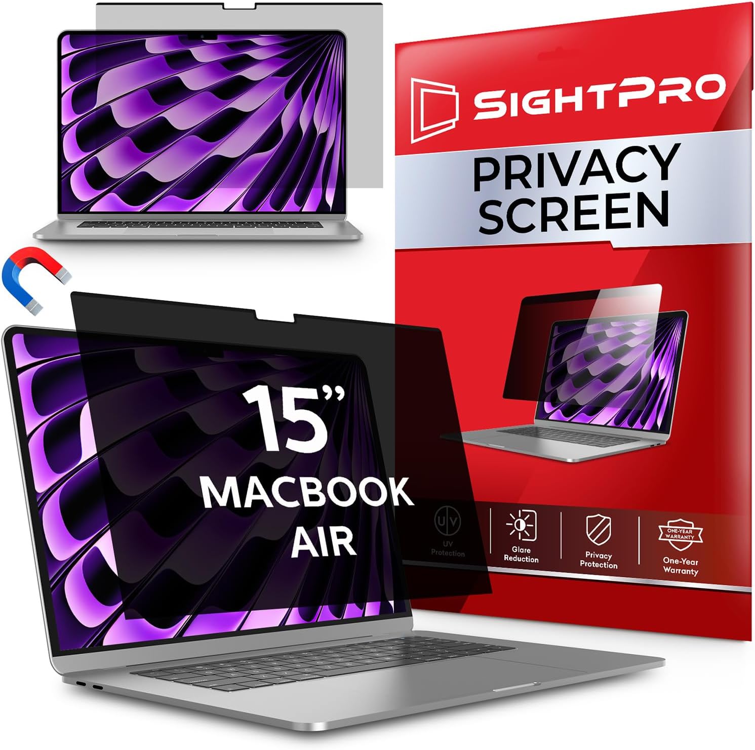 Magnetic Privacy Screen for MacBook Air 15 Inch (2023-2025, M2, M3, M4) Removable Laptop Privacy Filter Shield and Protector