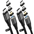 YKZ 3 in 1 Magnetic USB C to C Cable, Magnet Charging Cable, [3.3FT+6.0FT] PD 60W Fast Charger Nylon Braided Cord Compatible with Type C and Android Devices (Black)