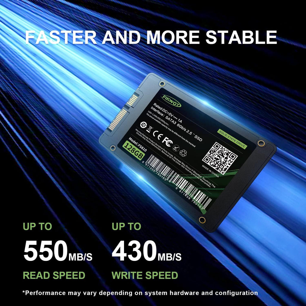 FS810 128GB SSD, 2.5" SSD SATA III 6Gb/s, Solid State Drives, Up to 560MB/s, 3D NAND TLC Flash, Internal SSD for Desktops and Laptops(Black)