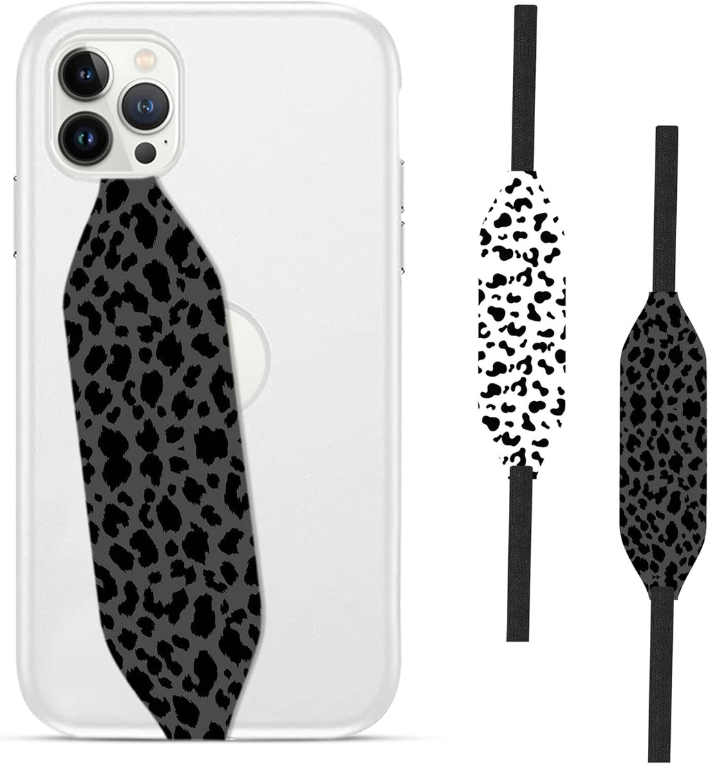 Phone Grip Strap - Reversible Finger Holder for Phone Back, Customizable Anti-Slip Design, Wireless Charging Compatible Detachable Holder for iPhone - Leopard Night