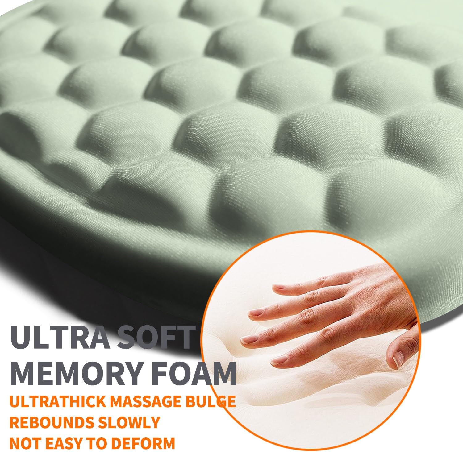 Ergonomic Joint Wrist Support Mouse Pad with Memory Foam Cushion Massage Bump, Carpal Tunnel Pain Relief Mousepad Slope Design for Wrist Rest, 11.8x7.9 in, DarkSeaGreen