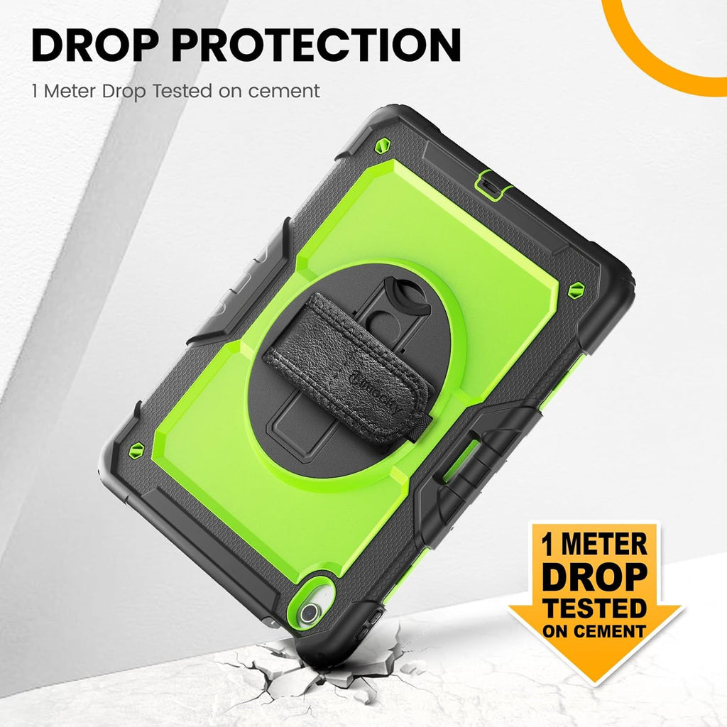 timecity for iPad (A16) 11th/ 10th Generation Case 11''/ 10.9 Inch (2025/2022) - Heavy Duty Protective Cover with Screen Protector, Stand, Shoulder Strap & Pencil Holder | Kids-Friendly - Green