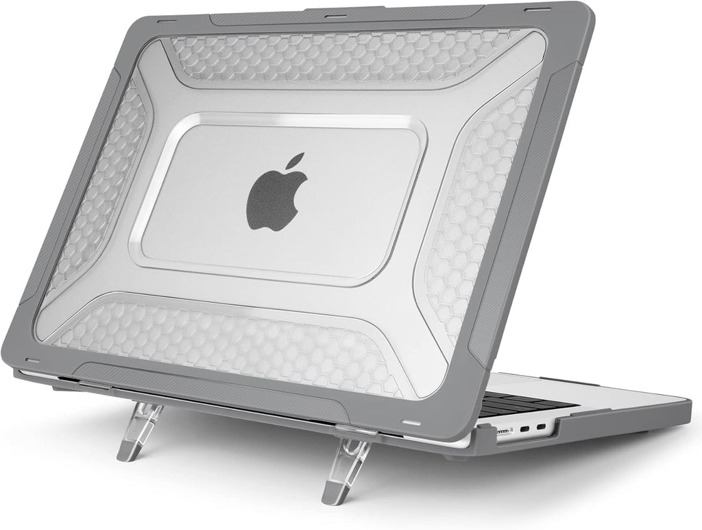 Batianda Case for New MacBook Air 13 inch 2025 M4 Chip 2024 2022 Release A3240 A3113 A2681 Model,Honeycomb Heavy Duty Protective Hard Shell with TPU Bumper Fold Kickstand & Keyboard Cover, Grey