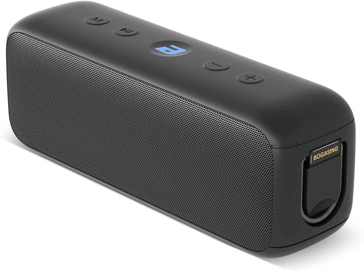BOGASING G6 Bluetooth Speaker, Portable Wireless Speakers with 30W Loud Stereo Sound, 35H Playtime, IPX6 Waterproof, Bluetooth 5.3, EQ, TF-Card, AUX, USB Stick, Outdoor Speaker for Party (Black)