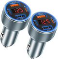 Car Charger USB C, Besgoods 65W 4-Port USB Cigarette Lighter Adapter with Voltmeter PD QC Fast Charging for iPhone 16 15 14 13 12 11 Galaxy S24 S23 A54 A15 Dash Cam Car Accessories, 2Pack