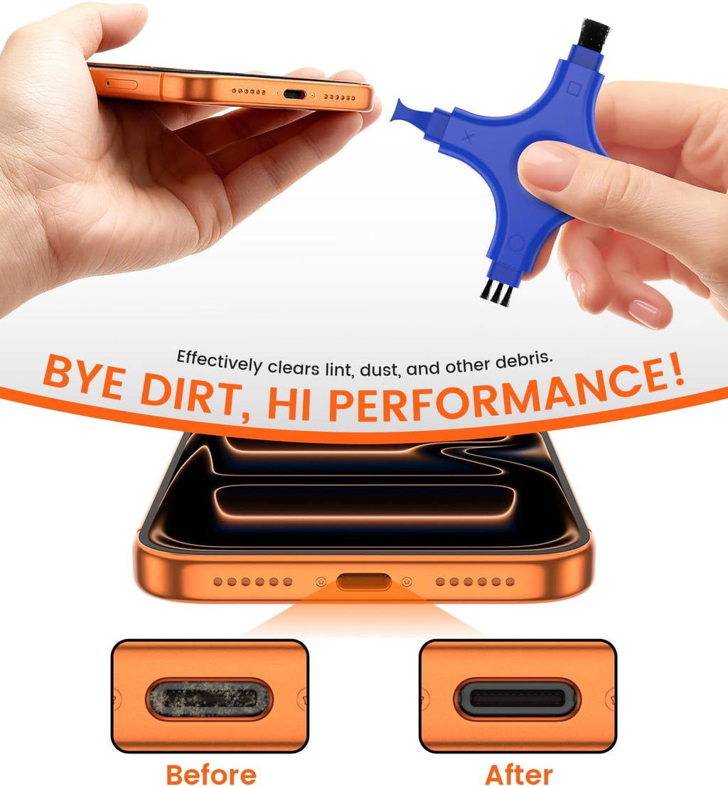 Port Cleaner for iPhone, CODOGOY Charging Port Cleaning Kit with Brushes for Lightning Port & USB-C Phones, Earbuds - Blue
