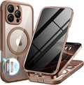 BERFY Magnetic for iPhone 16 Pro Case, Compatible with MagSafe, Built-in Privacy Screen Protector and Upgraded Camera Protection, Anti-Spy Full Body Shockproof Phone Case for 16 Pro 6.3", Desert Gold