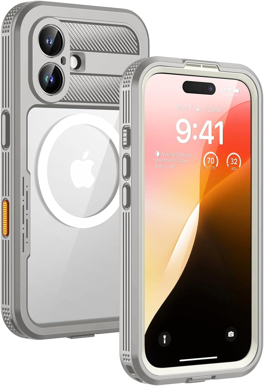 Lanhiem Magnetic for iPhone 16 Case, IP68 Waterproof Dustproof Case, [Compatible with Magsafe] [Built-in Screen Protector] Full Body Heavy Duty Rugged Phone Cover 6.1 inch, Natural
