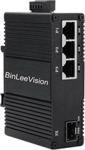 Industrial Mini Gigabit Ethernet Switch 3-Port RJ45 10/100/1000BASE-T+1-Port SFP Slot,Unmanaged Network Switch,Network Hub,Dinrail Mount or Wall-Mount,Plug & Play,Fanless (3 RJ45+ 1SFP)