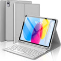 Keyboard Case for iPad 10th Generation 2022 10.9-inch - Rechargeable Detachable Wireless Bluetooth Keyboard - Smart Folio Cover with Pencil Holder for 10.9 inch Apple iPad 10th Generation, Grey
