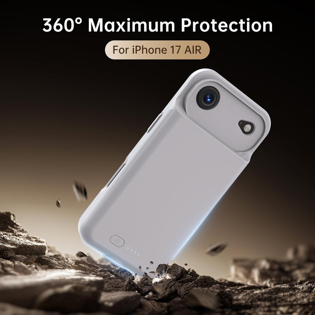 GIN FOXI Battery Case for iPhone 17 AIR, Charging Case Charger 8500mAh Ultra-Slim Lightweight Powerful Battery Pack 15W Fast Rechargeable Anti-Fall TPU Juice Box for iPhone 17 AIR (6.5") Grey