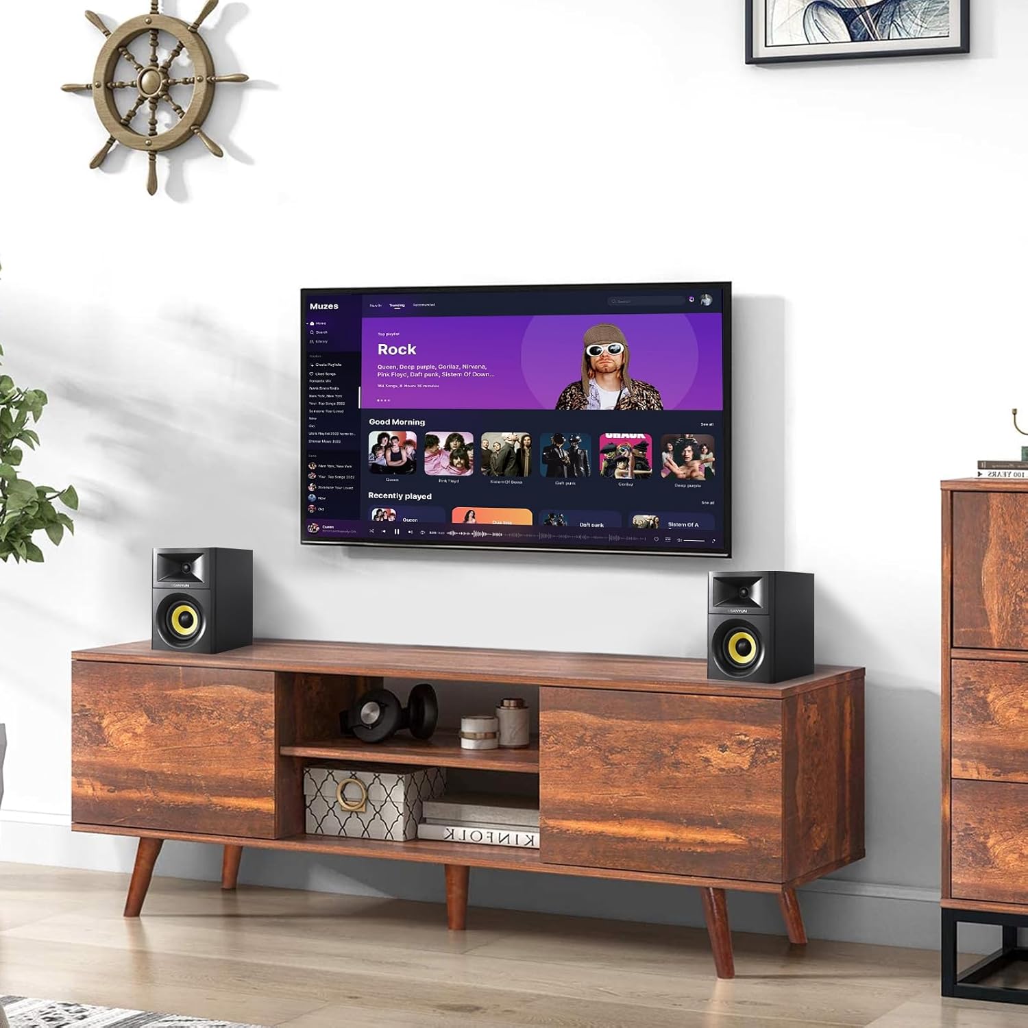 SW205 4" Bookshelf Speakers | Immersive HiFi Audio with Virtual Surround | Flagship DAC/DSP Engine | Geometric Diffusion Cabinet | 80W, Bluetooth 5.4/Optical/AUX Inputs, Wireless Remote, Black