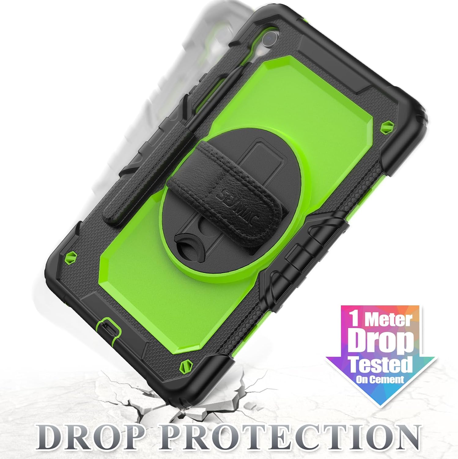 SEYMAC stock Case for Samsung Galaxy Tab S10 FE / S9 / S9 FE 5G Tablet Case Protective with Screen Protector, Pencil Holder, 360 Rotate Stand, Hand Strap, Shoulder Strap, Green1