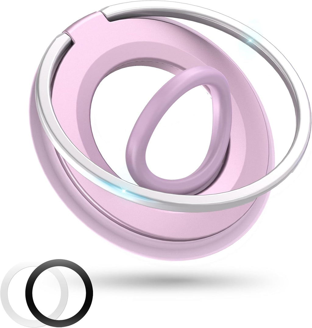 [2025 Newest] Magnetic Phone Grip for MagSafe Ring Holder, Magnet Phone Grip Stand Finger Kickstand Two-Sided Magnetic Compatible with iPhone 16 Pro/Max 15 14 13 12 11 Plus&Android (Pink)