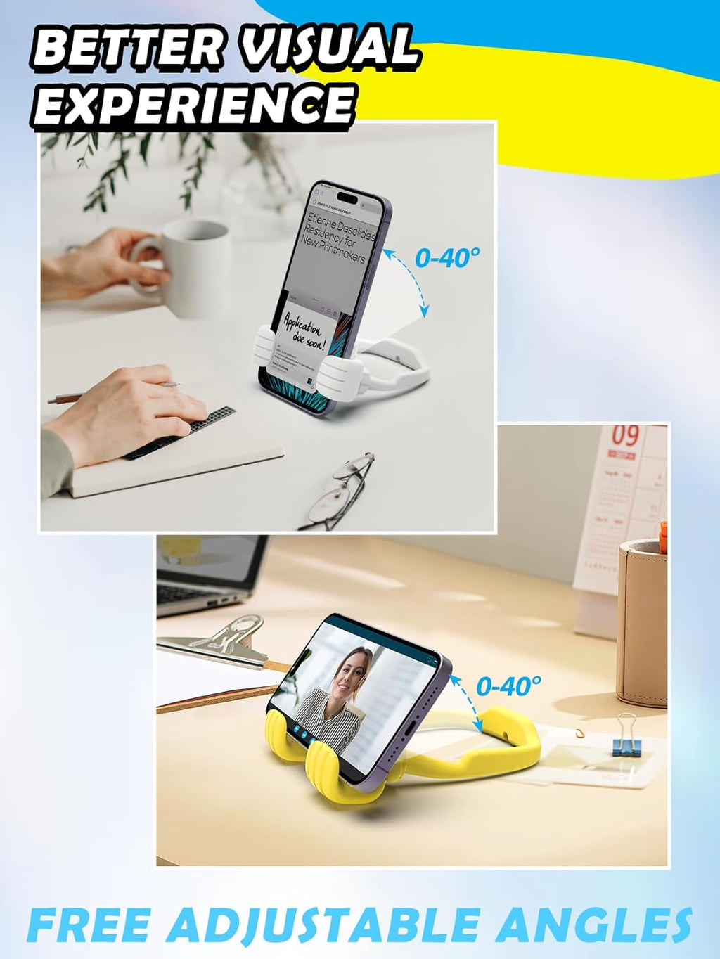 Dad Gifts for Fathers Day from Daughter Son Cell Phone Stand: 4 Pack UPGRADE Adjustable Thumbs Up Lazy Phone Holder for Desk Fun Birthday Gifts for Grandma Teens Girls Boys Adults Husband from Wife