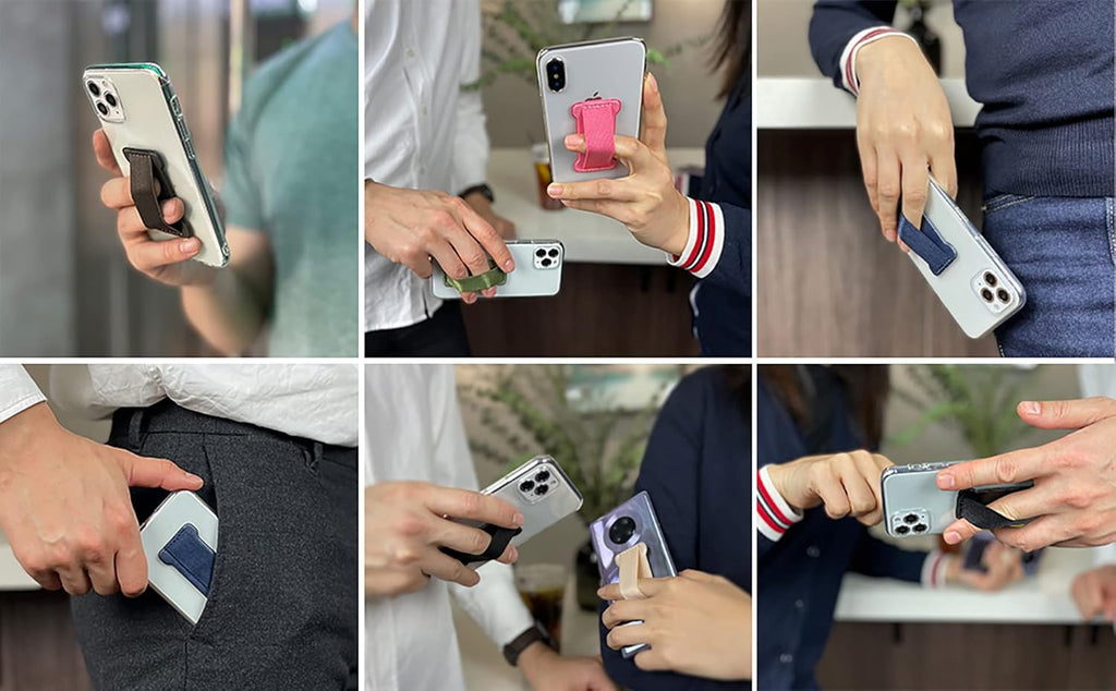 Phone Grip Holder for Hand, Universal Finger Strap Phone Holder, Finger Selfie Grip Compatible with Most Smartphones (Blue) - 2Pack