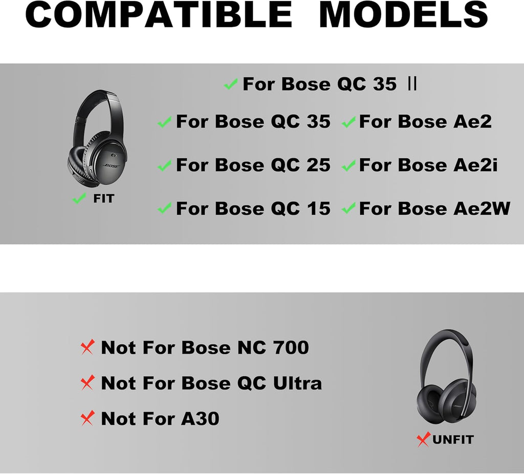 Replacement Ear Pads - Compatible with QuietComfort 35 & QC35 ii Headphones,Softer Leather, Premium Noise Cancelling Earpads, Durable & Comfortable Ear Cushions (QC 35-Black&Black)