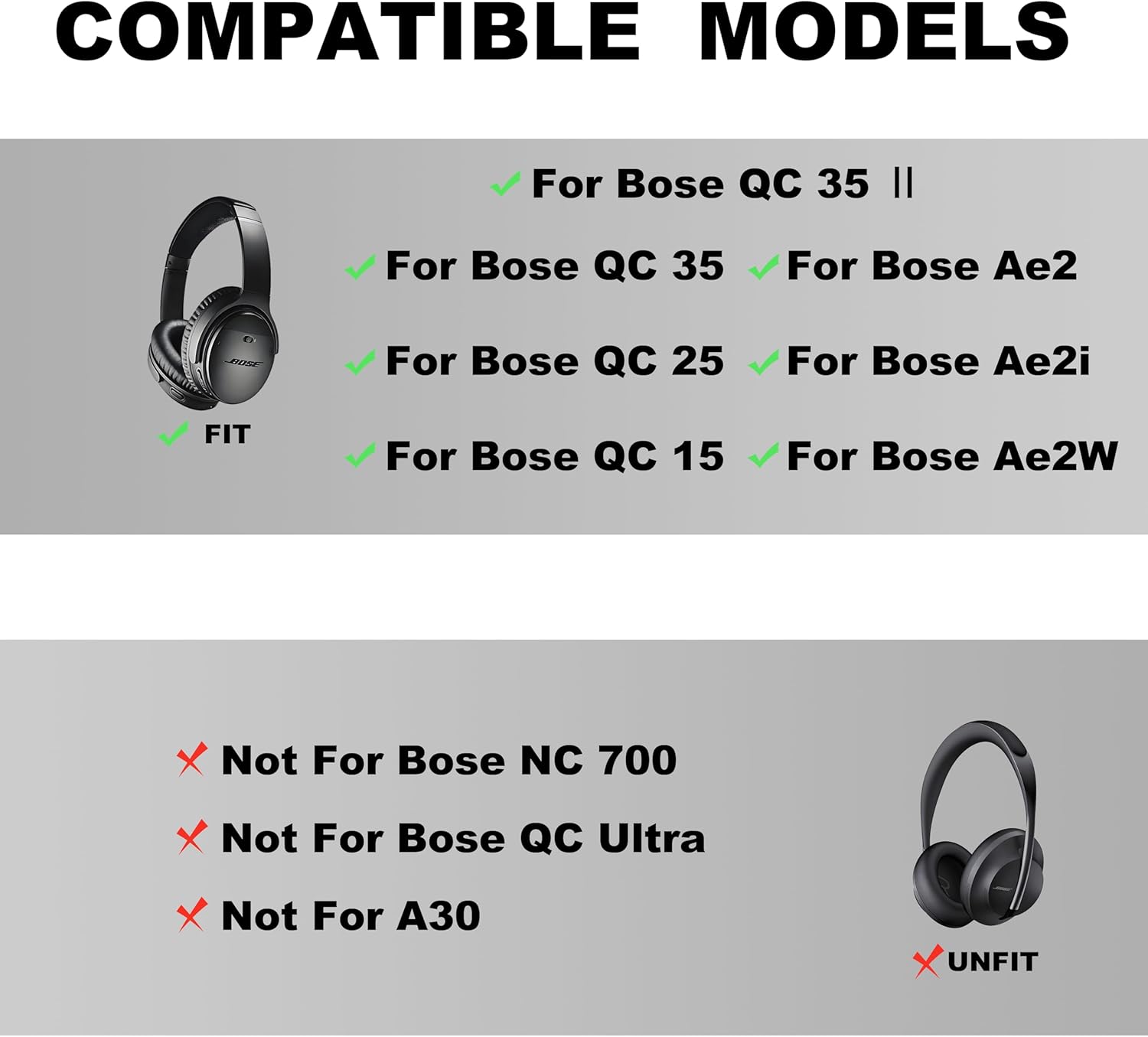 Replacement Ear Pads - Compatible with QuietComfort 35 & QC35 ii Headphones,Softer Leather, Premium Noise Cancelling Earpads, Durable & Comfortable Ear Cushions (QC 35-Black&Black)