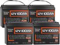 12V 100Ah LiFePO4 Battery MAX PLUS 4 Pack - 110A BMS with Low Temp Cutoff | 15000+ Deep Cycles for RV Solar Marine Trolling Motor | Off-Grid Backup Power Rechargeable Lithium Iron Phosphate Battery