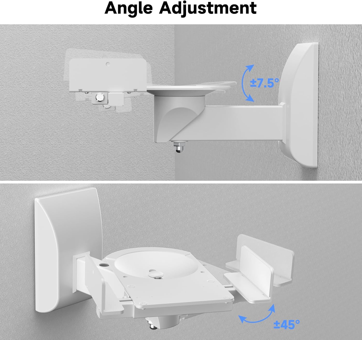 suptek Dual Side Clamping Bookshelf Speaker Wall Mounting Bracket for Large Surrounding Sound Speakers, Hold Up to 55 lbs, White (SPM201W)