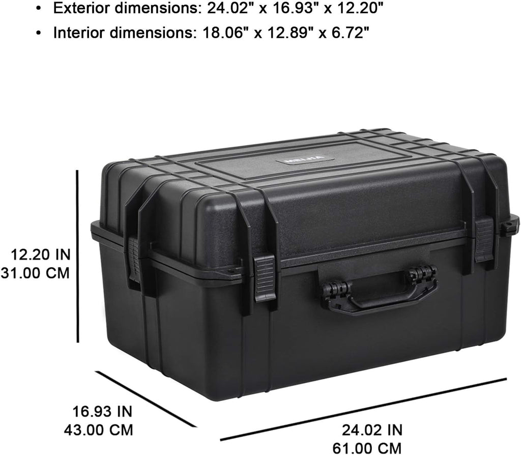 MEIJIA Portable Waterproof Protective Case,Hard Camera Case,Customized Fit Foam Inserted, Elegant Black,Fit for Camera, Equipments, Lens,Drones(Black)