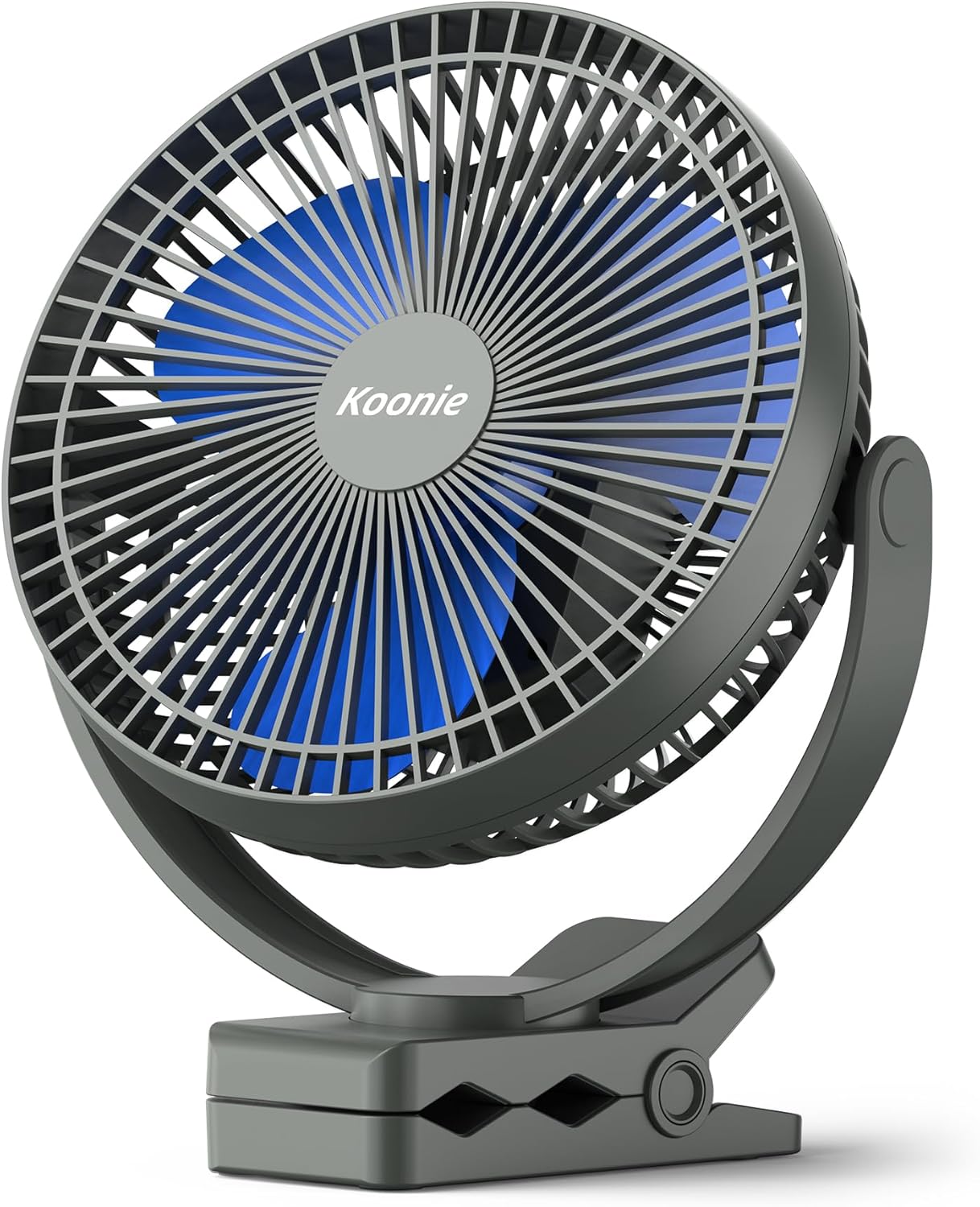 Koonie 10000mAh Rechargeable Portable 8-Inch Clip-on Fan, USB Car Fan 4 Speeds, Sturdy Clamp for Office Desk, Golf Cart, Stroller, Outdoor, Travel, Camping, Tent, Gym, Treadmill