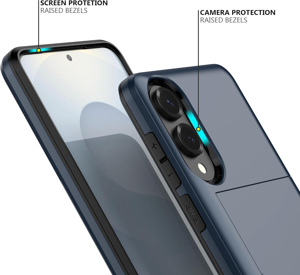 Nvollnoe for Samsung Galaxy S25 Edge Case with Card Holder Dual Layer Heavy Duty Protective Case Hidden Card Slot Slim Wallet Cover for Samsung S25 Edge 6.7''(Blue)