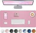 Leather Desk Pad Protector,Desk Mat,Large Mouse Pad, Non-Slip Desk Pad, Waterproof PU Leather Desk Blotter Mat, Desk Cover for Office and Home (Pink, 36" x 17")