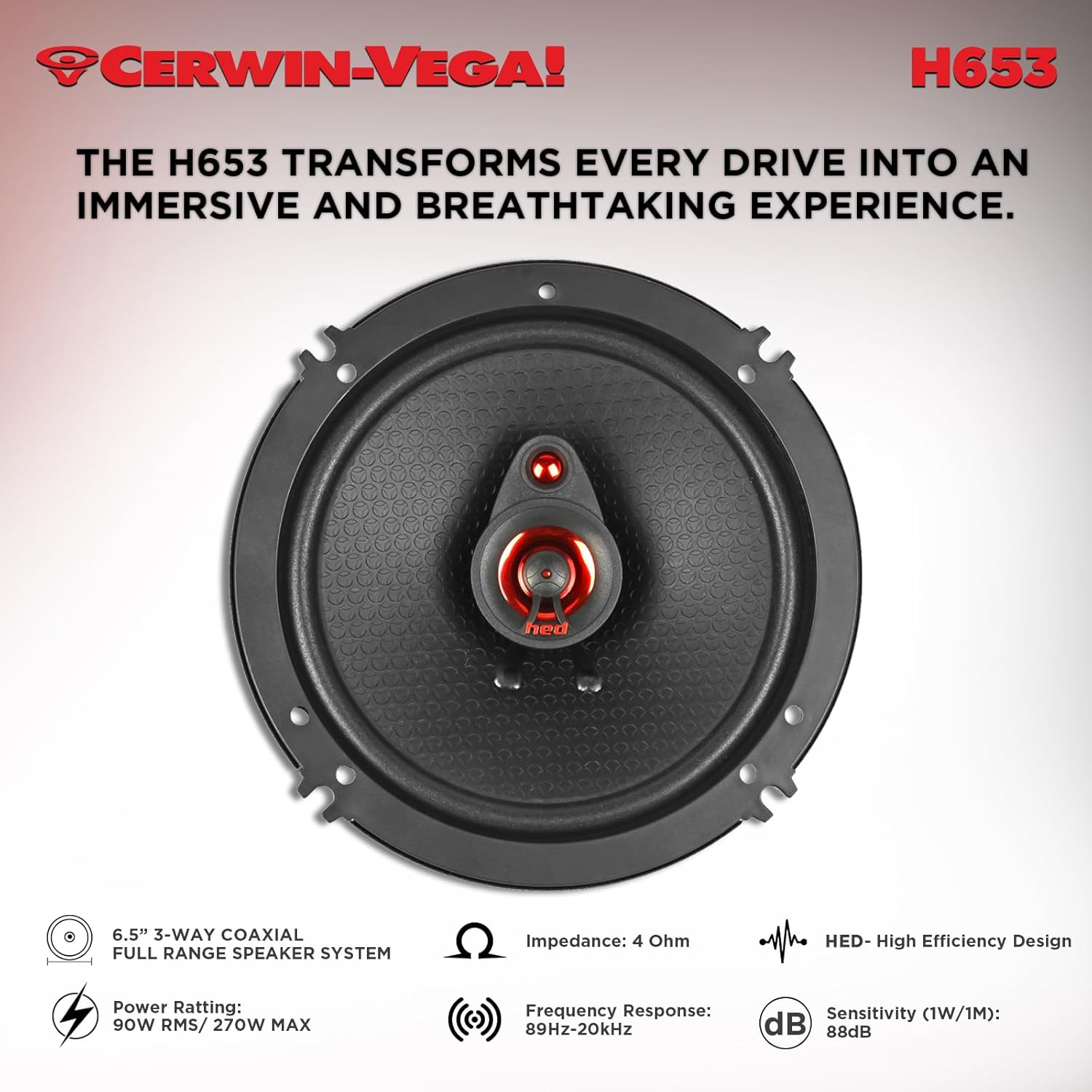 CERWIN-VEGA! HED 2025 Edition – 6.5” 3-Way Coaxial Full Range Speaker System - H653
