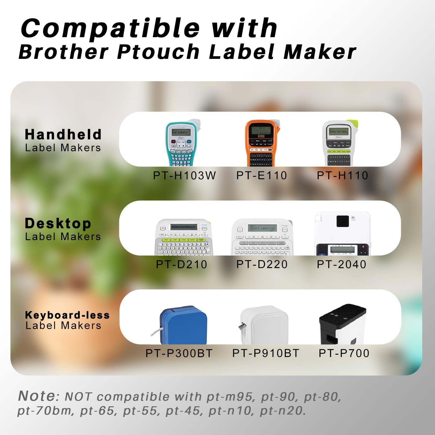 UNOKA Ptouch Label Maker Refills, Replace for Brother Tze Tz Tape 12mm 0.47 Laminated Color(White/Clear/Red/Blue/Yellow/Green) for PTD220 PT-D210 PTH110, School Supplies, 1/2" x 26.2', 6PK