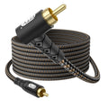 EMK 90 Degree RCA Subwoofer Cable 24K Gold-Plated Connector Nylon Braided Double Shielded – Support Digital & Analog Signals for Amplifier, Home Theater, Hi-Fi System,Subwoofer Black/50ft/15m