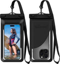 Waterproof Phone Pouch, with Inside Card Bag, Large Waterproof Case for iPhone 16 15 14 13 Pro Max,IPX8 Certified Lightweigt Cellphone Dry Bag, Beach Cruise Ship Essentials, 1 Pack-Black-8.3″