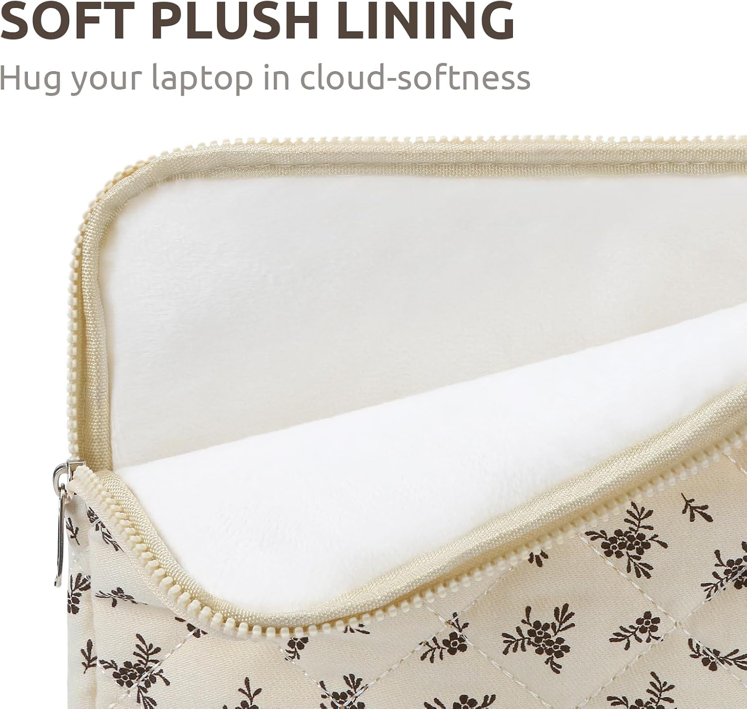Puffy Laptop Sleeve 13-15.6 Inch Cute Quilted Laptop Protective Case Padded Floral Computer Sleeve for MacBook (A-Black, 13 Inch)