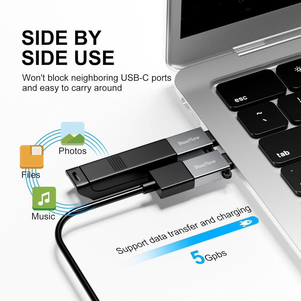 USB C to USB Adapter 6 Pack,Type C to USB Adapter,USBC Male to USBA Female OTG Converter,USBC Adapters for iPhone 16 15,MacBook Pro/Air,iPad Pro,Charger(Grey)