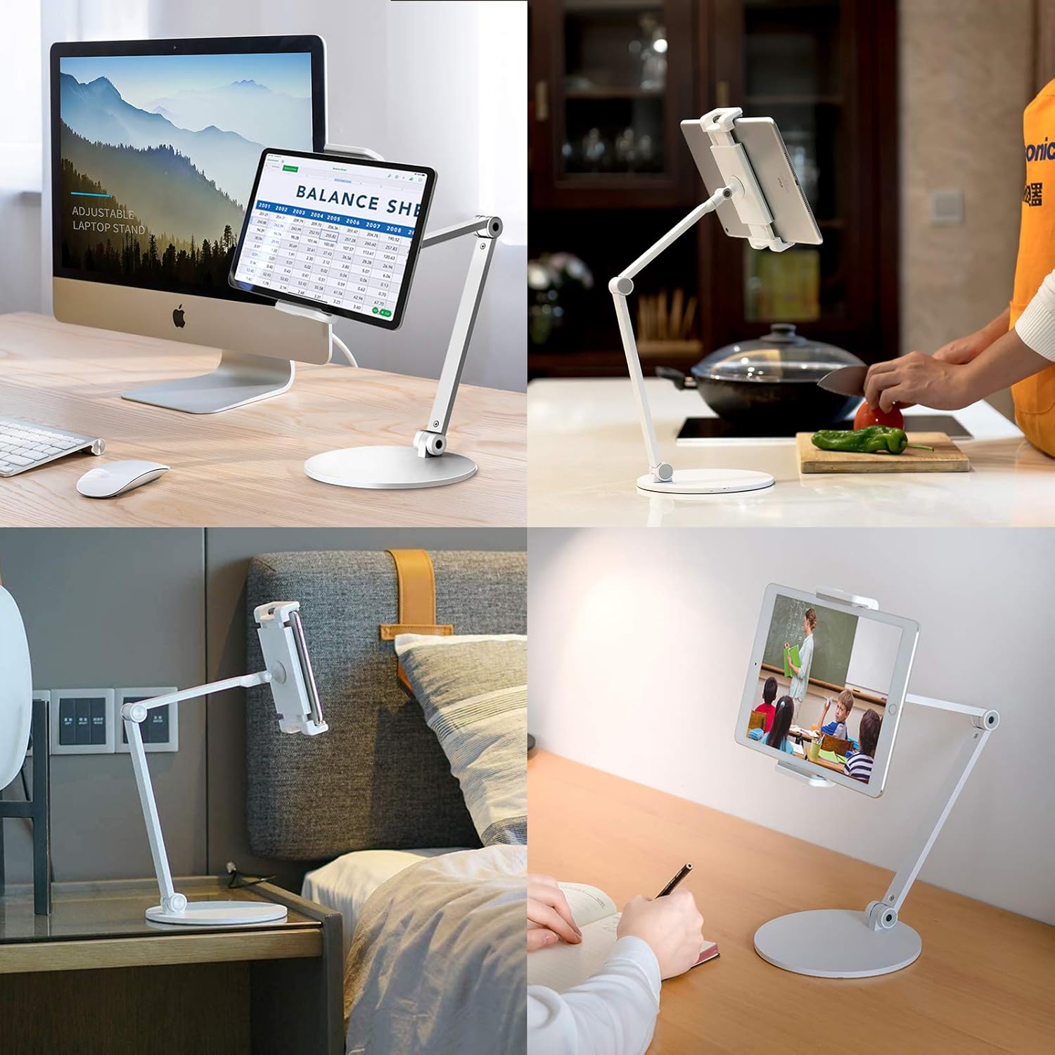 Surface Pro Stand, iPad Pro 12.9 Holder, Multi-Angle Adjustable Tablet Stand Holder for 4.7''- 13'' Screen Microsoft Surface Pro Series, iPad Pro 11/12.9, iPad, mini, Air and More (White)