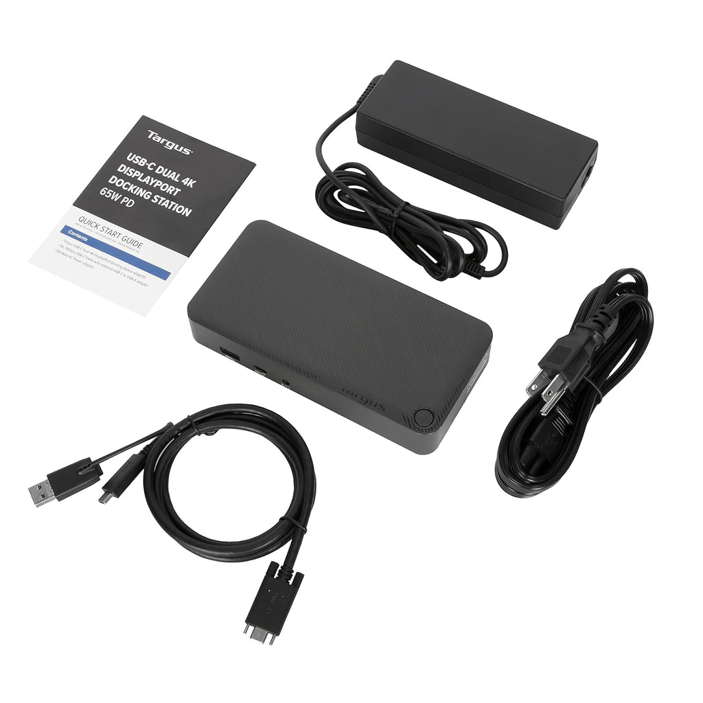 Targus Dual Monitor Universal USB-C DV4K DP Docking Station with 65W Power - Broad Compatibility with a Range of Hosts, Devices, Peripherals, Laptops, and Operating Systems (DOCK315USZ)