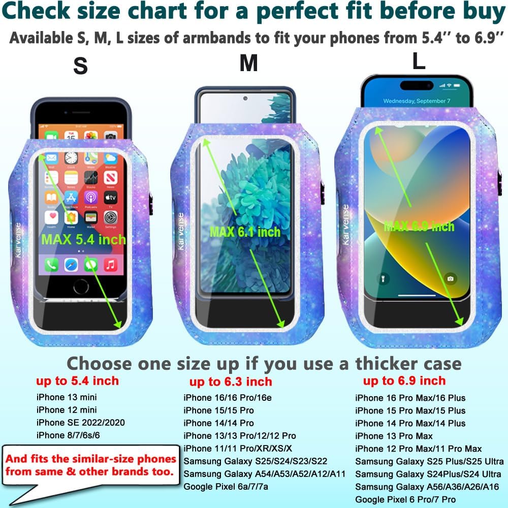 Phone Holder for Running-Arm Band for Running for iPhone & Samsung Galaxy, Cell Phone Armband Holder for Walking, Gym, Workout, Men, Women, w/Adjustable Strap & Zipper Pocket (Purple-M)