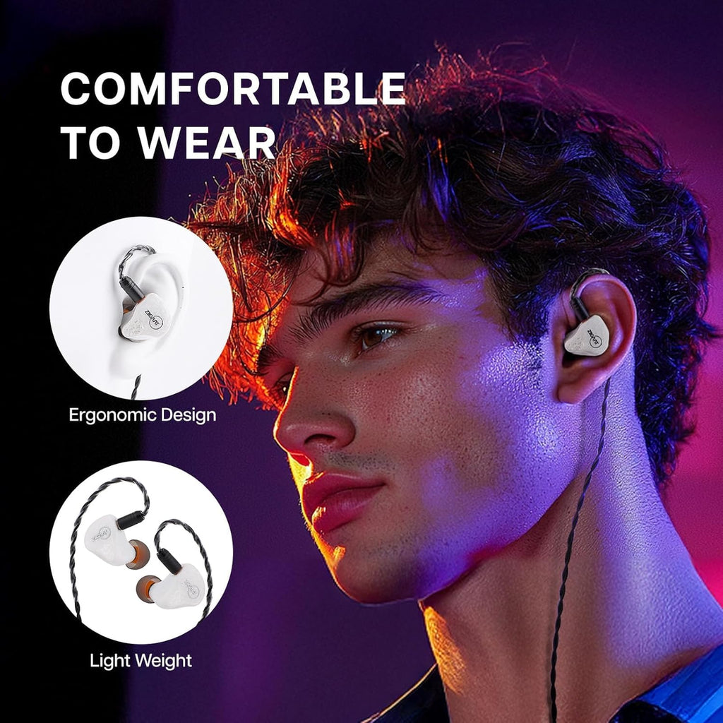 Linsoul ZiiGaat x Fresh Reviews Arete in Ear Monitor, 1DD+4BA Hybrid Earphone IEM, Wired Gaming Earbuds, Studio Monitor Tunning, with Detachable IEM Cable for Musician Audiophile (White)