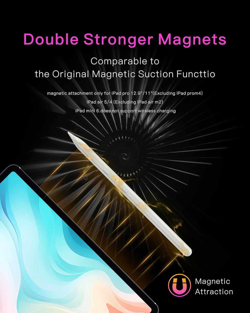 Stylus Pencil for Apple iPad – Longest Battery Life 5X, 35H Use, Tilt & Palm Rejection, Compatible with iPad 6th-10th Gen, Pro 11/12.9/13” (M4), Air 3/4/5/6, Mini 5/6