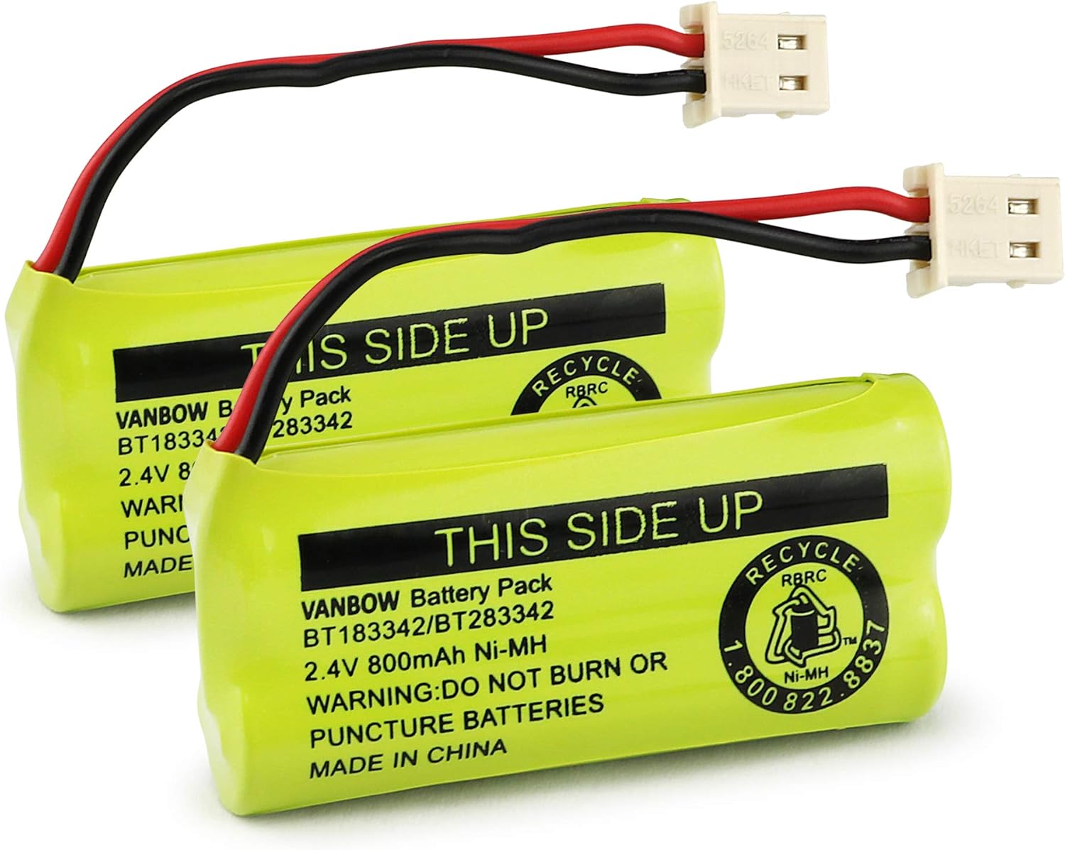 BT183342/BT283342 2.4V 800mAh Ni-MH Battery Pack, Compatible with AT&T VTech Cordless Phone Batteries BT166342/BT266342 BT162342/BT262342 CS6709 CS6609 CS6509 CS6409 EL52100 EL50003 (Pack 2)