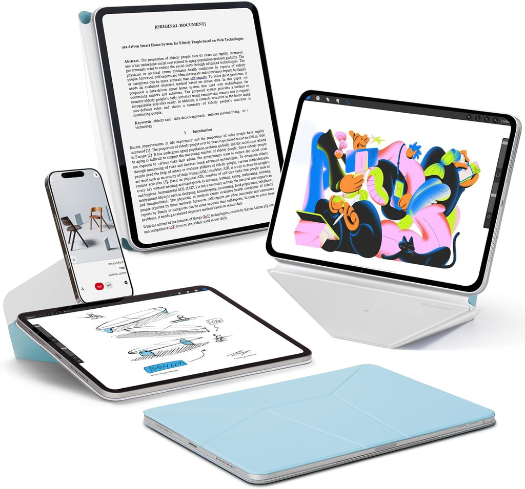 MOFT Dynamic Folio Case for for iPad Air 11-inch M3 M2 2025 2024/10.9 Air 5th 4th Generation 2022 2020, iPad Pro 11 Inch 4th/3rd/2nd Gen, Magnetic Case with 20+ View Angles, Soothing Mist x Misty Cove